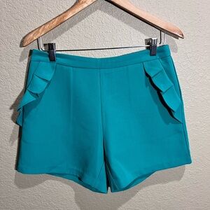 Jade Women’s Turquoise Shorts Ruffled Pocket Detail